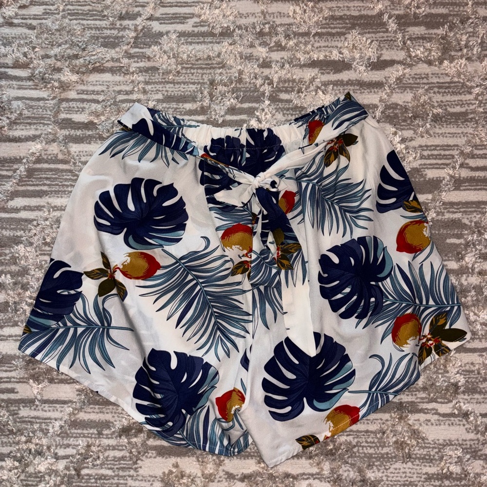 Tropical Leaf Print Shorts